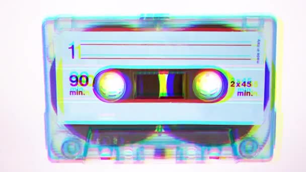 Una cinta de cassette moviéndose hacia la cámara — Vídeos de Stock