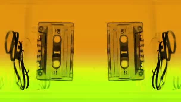 Stop motion of cassette moving and dancing — Stock Video