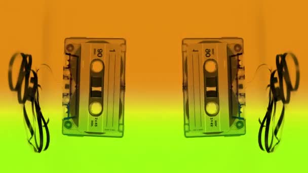 Detener el movimiento del cassette moviéndose y bailando — Vídeos de Stock