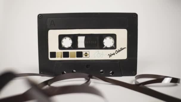 Stop motion of a cassette tape — Stock Video