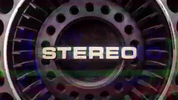 Vintage ghettoblaster högtalare med ord stereo — Stockvideo