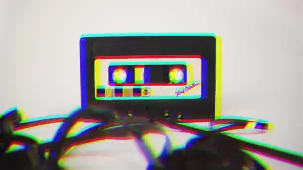 Stop beweging van een cassetteband — Stockvideo