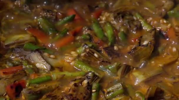 Primer vídeo de cocinar una paella — Vídeos de Stock