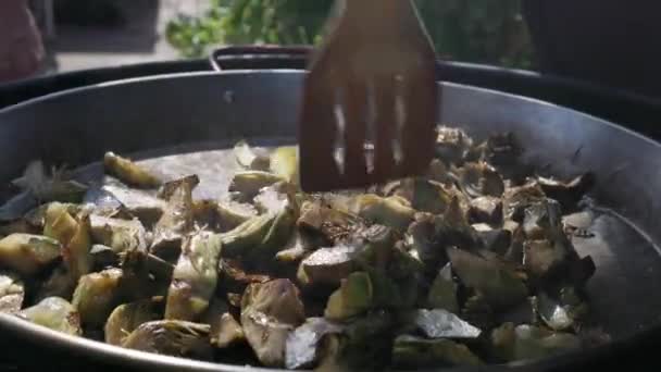 Zbliżenie wideo gotowania paella — Wideo stockowe
