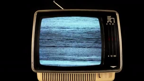 Retro televízió statikus képernyővel — Stock videók