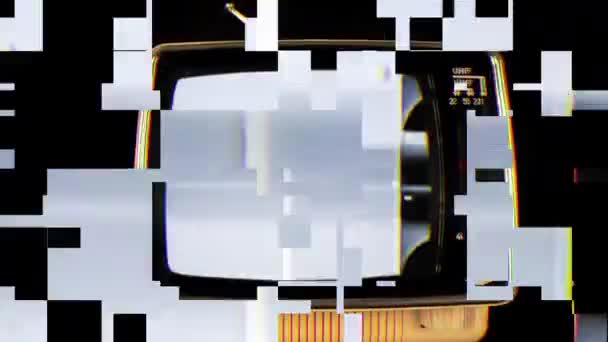 Retro televisie met ruis op het scherm — Stockvideo