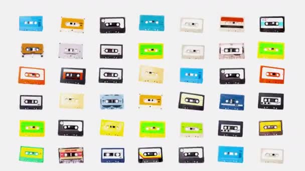 Detener el movimiento de diferentes cintas de cassette — Vídeo de stock