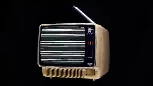 Small vintage television with static on the screen — 图库视频影像