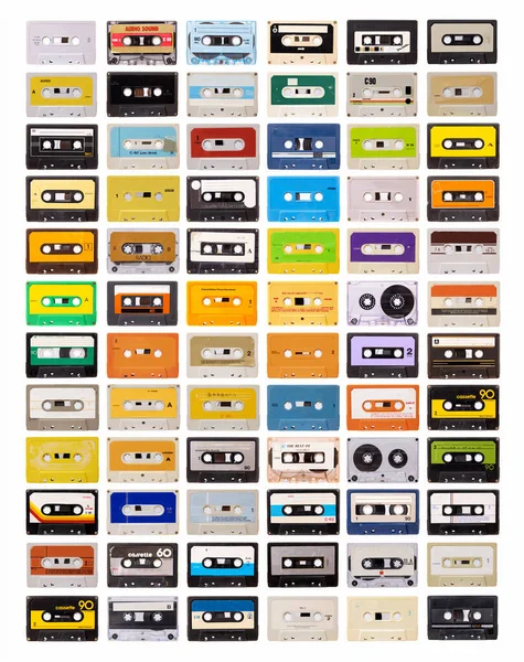 Verzamel verschillende cassette tapes — Stockfoto