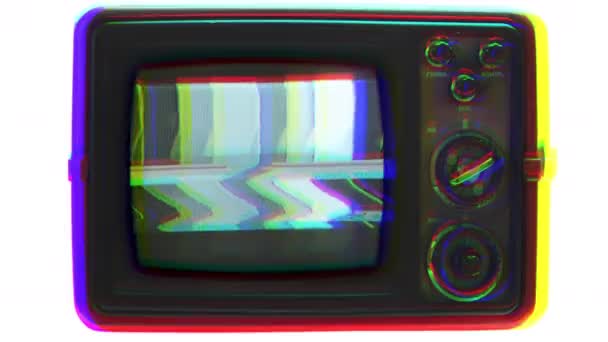 Retro-Fernseher mit Statik auf dem Bildschirm — Stockvideo