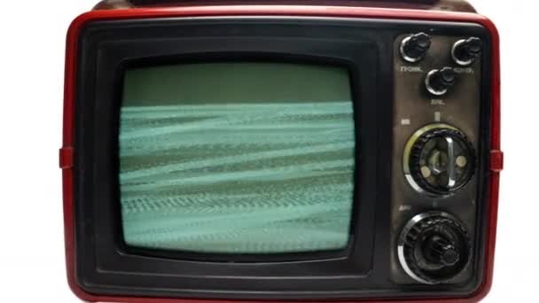 Ретро-телевизор со статическим экраном — стоковое видео