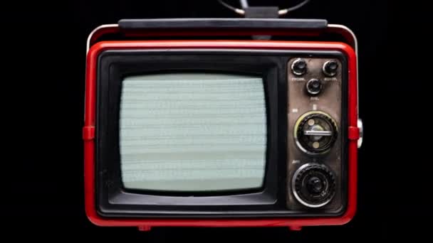 Retro televisie met ruis op het scherm — Stockvideo