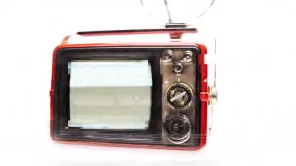 Retro televisie met ruis op het scherm — Stockvideo