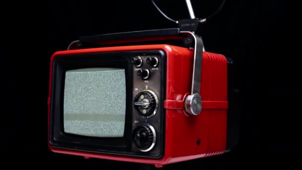 Televisión retro con estática en la pantalla — Vídeo de stock