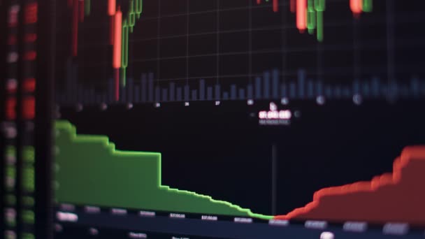 Datové grafy kryptoměny bitcoinů — Stock video