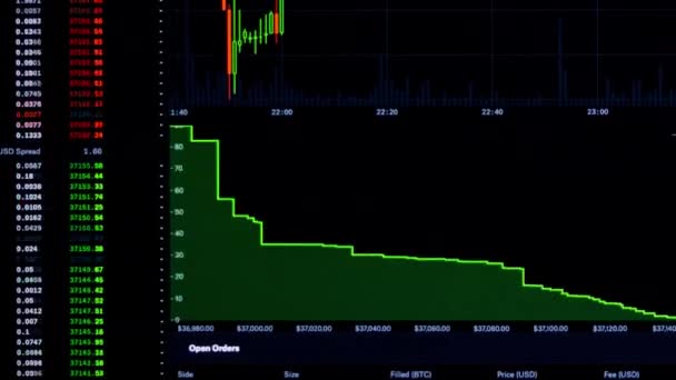 Bitcoin cryptogeld data grafieken — Stockvideo