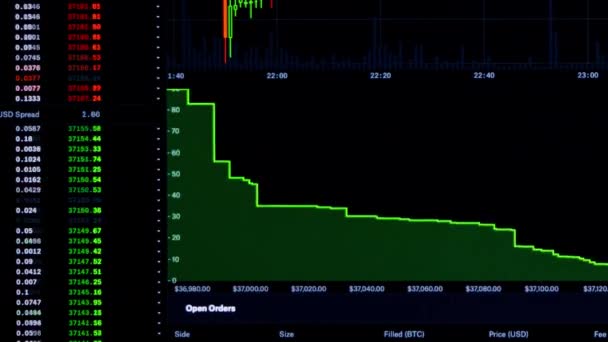 Gráficos de datos criptomoneda bitcoin — Vídeo de stock