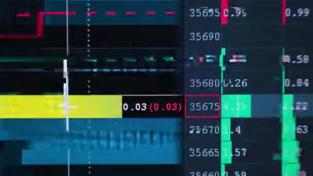 Datová čísla a grafy bitcoinové kryptoměny — Stock video