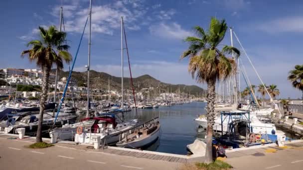 Barcos no porto de Stiges, perto de Barcelona, Espanha — Vídeo de Stock