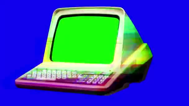 Vintage počítač s prostou xcolour obrazovkou — Stock video