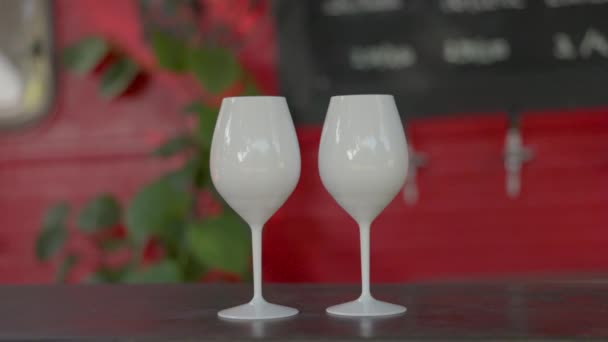 Hands holding wine glasses for cheers — Stock Video