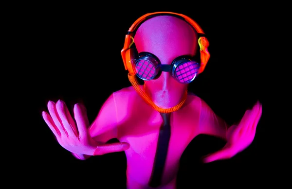 Neon glow suit man — Stock Photo, Image