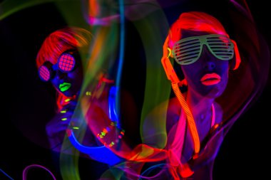 Female disco dancers clipart