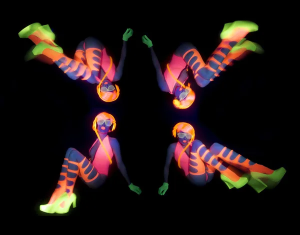 Sexy neon uv bagliore ballerino — Foto Stock