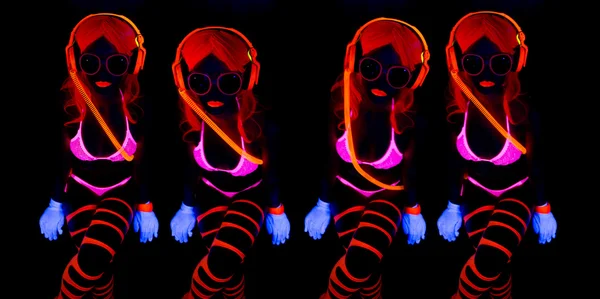 Sexy neon uv glow dancer — Stock Photo, Image