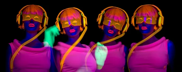 Sexy neon uv blask tancerz — Zdjęcie stockowe