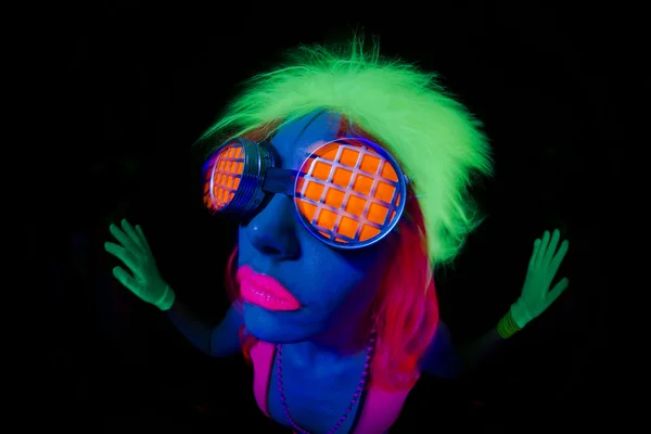 Sexy neon uv glow dancer — Stock Photo, Image