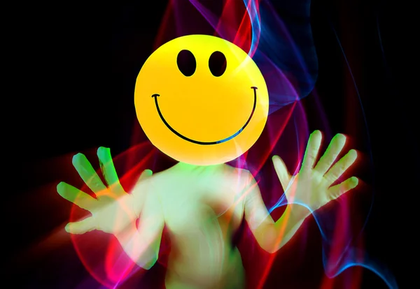 Sexy acid smiley rave dancer — ストック写真
