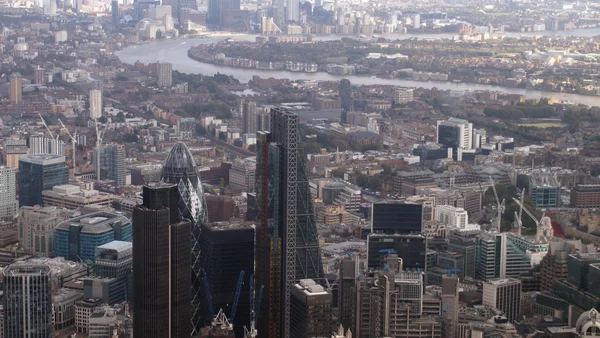 Uitzicht op skyline van de stad Londen van bovenaf — Stockfoto