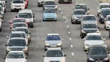 traffic on a highway in barcelona during evening rush hour