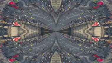 Londra 'da trafik yoğunluğu soyut ayna desenli.