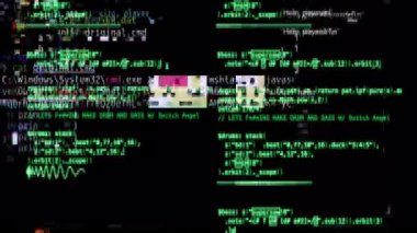 Bloklayıcı soyut kod ve siyah üzerine veri 