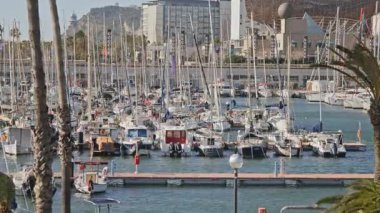 Rüzgarlı bir günde Barselona liman olimpiyatları.