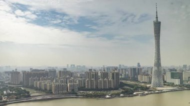 Guangzhou 'nun muhteşem ufuk çizgisi, inci nehri olan porselen