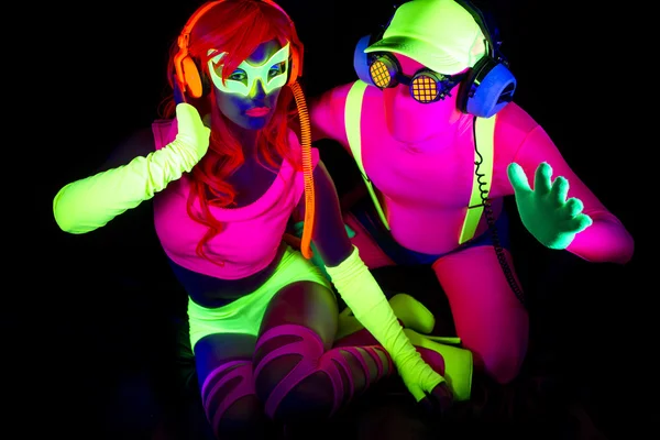 Sexy neon uv glow dancer — Stock Photo, Image