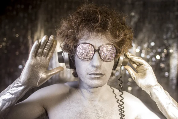 Silver disco man — Stock Photo, Image