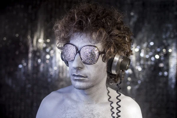 Silver disco man — Stock Photo, Image