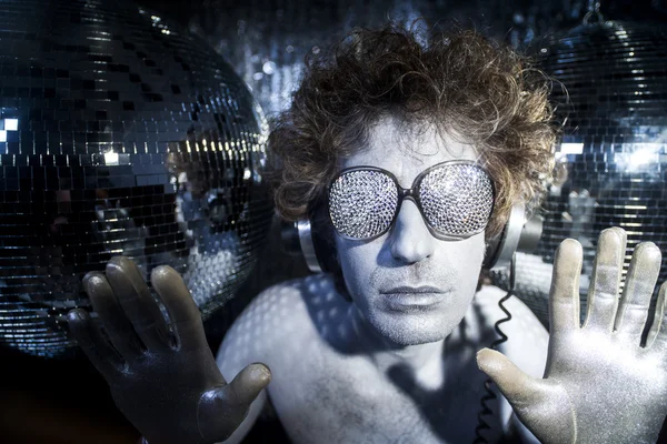 Silver disco man — Stock Photo, Image