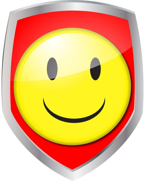 Felice sorriso volto pulsante Badge — Foto Stock
