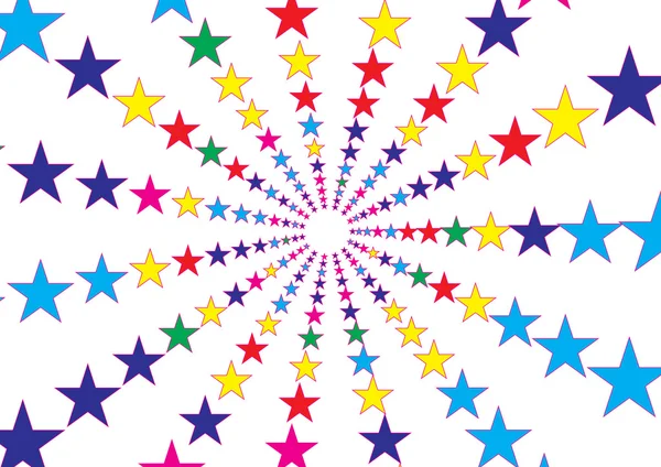 Ilustração de estrelas coloridas explodir sobre fundo branco — Fotografia de Stock