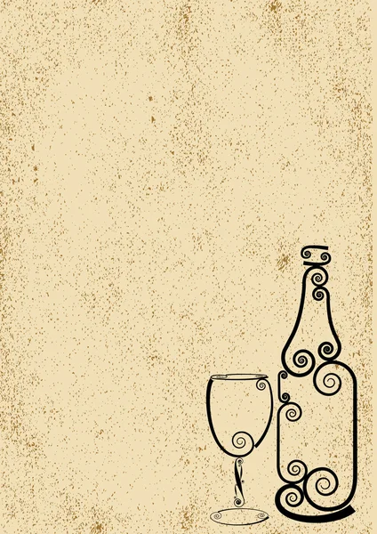 ボトルとグラスのメニュー パターンをベクトル — ストック写真
