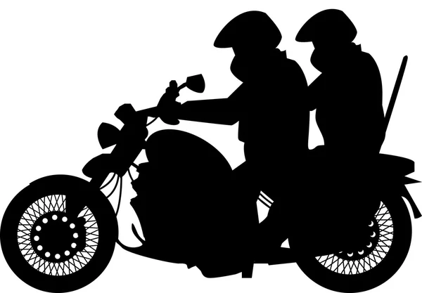 Siluety motocyklisté ochranných pomůcek — Stock fotografie