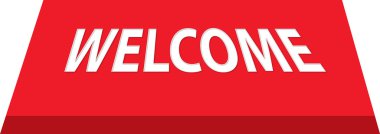 Hoş geldiniz mat kırmızı ve beyaz