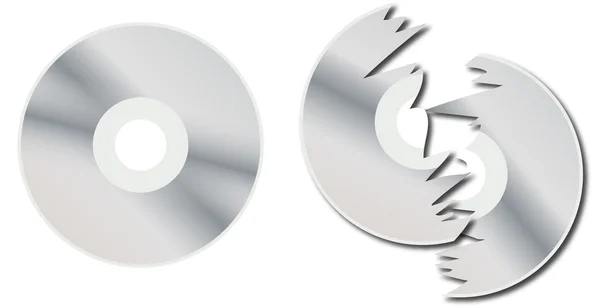 Disco compacto com reflexos na frente de um fundo branco — Fotografia de Stock