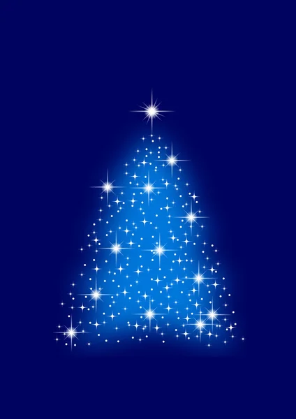 Blue abstract winter background with stars Christmas tree — Stock Photo, Image