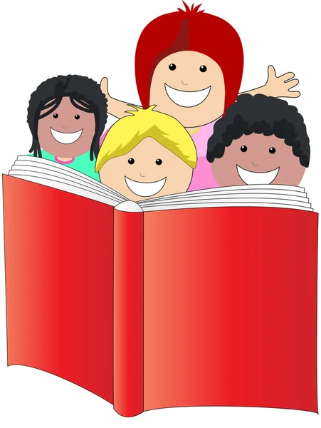 Kinderen die een boek lezen — Stockfoto